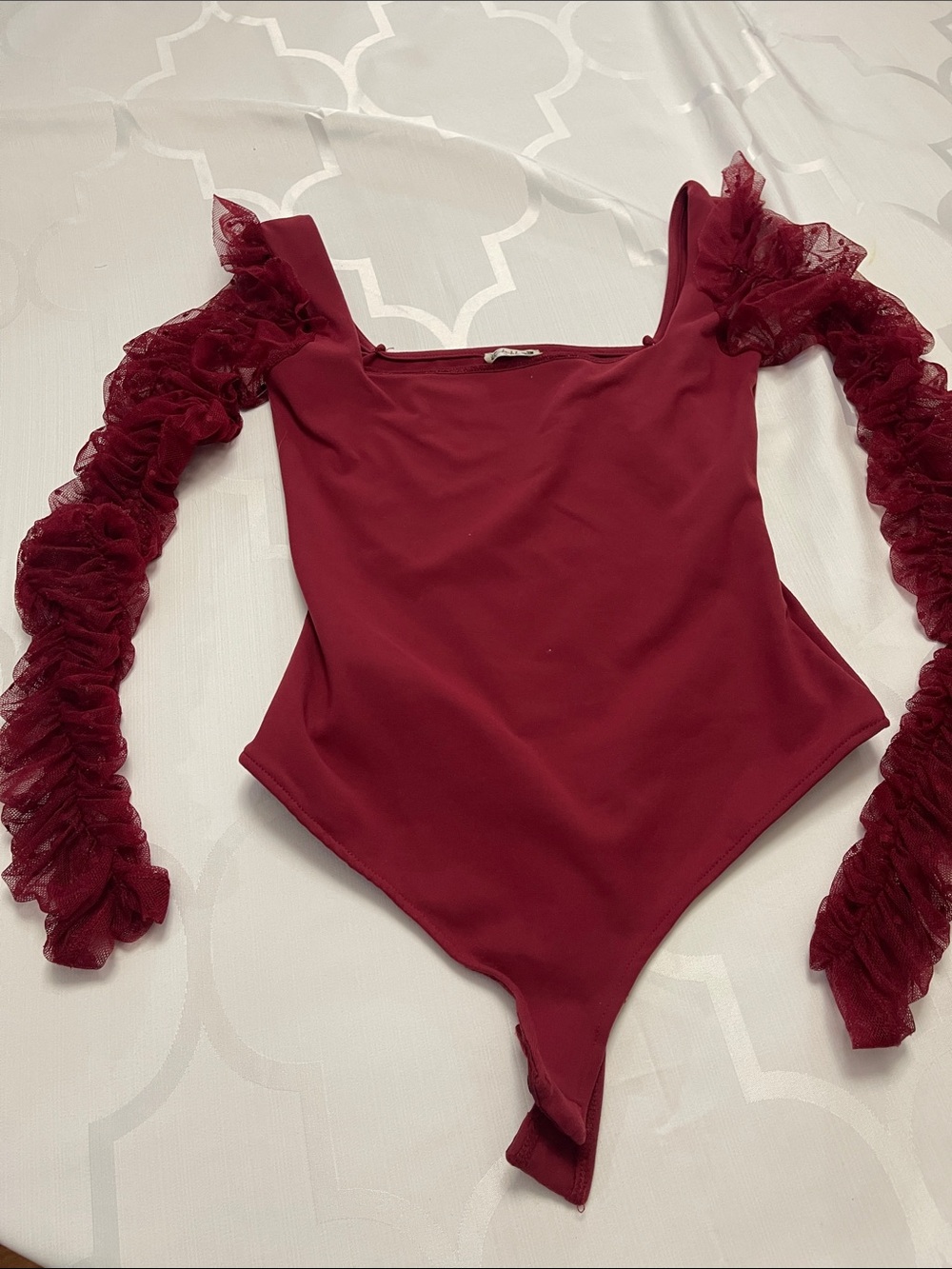 Free People Deep Wine Ribbed Bodysuit